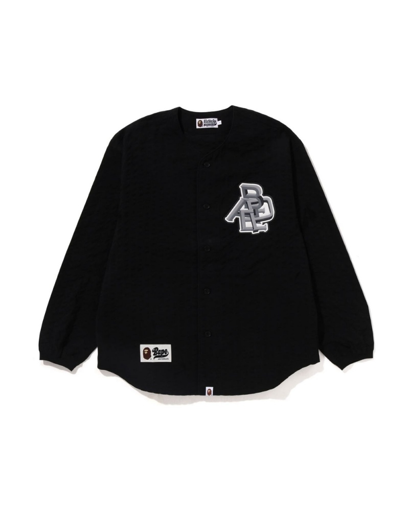 Chemises Bape Sport Stripe L/S Baseball Noir Homme | MSP-85005718